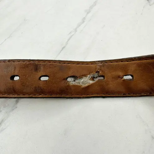 Georgia Boot Distressed Woven Genuine Leather No Buckle Belt Strap Size 36