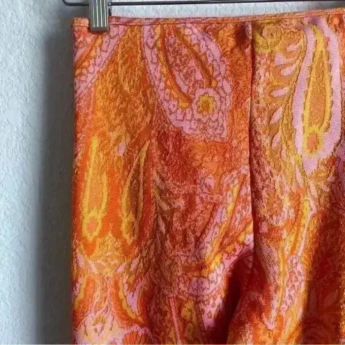 ZARA  Orange Pink Paisley Retro‎ Hippie Flare Elastic Waist Pants Size S-NWT