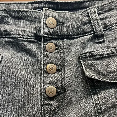 NOBO Black Denim Shorts Women's Mid Rise Button Fly Y2K WhimsyGoth Grunge Sz 9