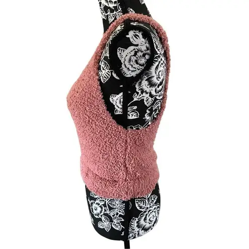 Indikah Sherpa Wide Strap Tank Top Loungewear Casual Sleepwear Pink Size M