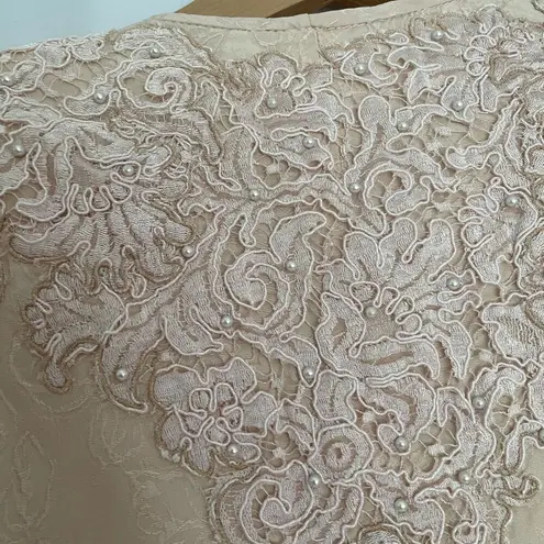 Rina Di Montella silk vtg sz 6 pastel cream prom dress padded shoulder jacket Orange