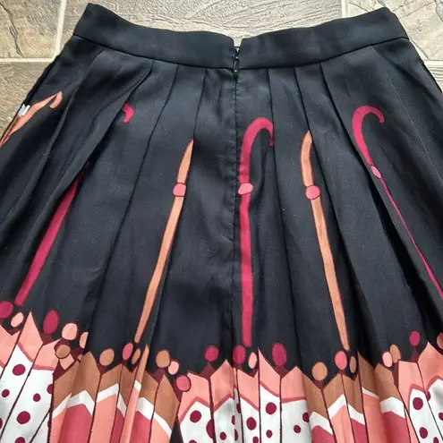 Eva Mendes Retro Pinup Umbrella Midi Skirt Sz 0 NWT Black