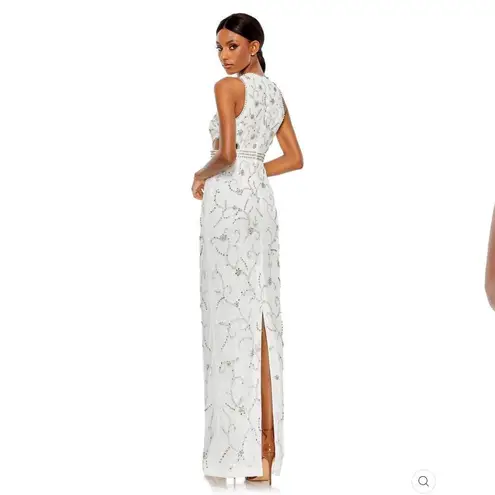 Mac Duggal 10873 Womens BEADED SLEEVELESS HIGH NECK CUT OUT COLUMN GOWN Dress