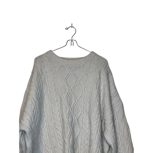 Aelfric Eden Aelifric Eden Women's Sweater Cable Knit Pullover Long Sleeve Oversized White XL