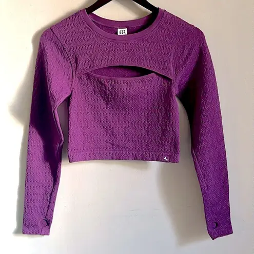 JoyLab NWT Women’s Mulberry Cropped Long Sleeve Textured Athletic Workout Top