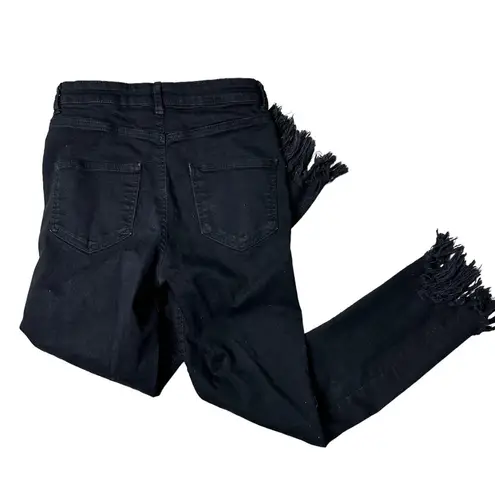 Calzedonia Black Jean Jeggings Skinny Fringe Ankle Jeans Medium