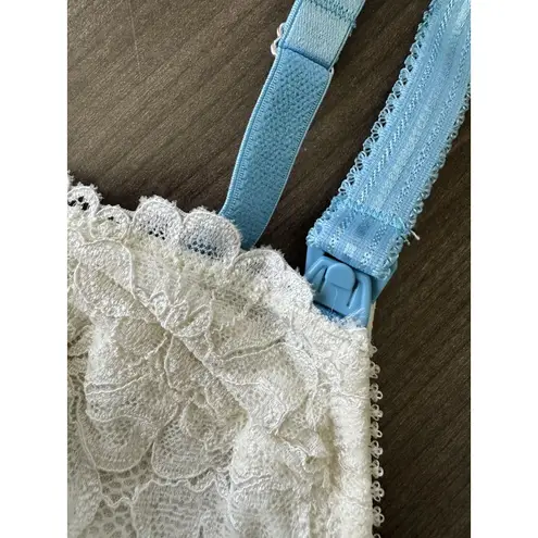 NWT Cake Lingerie Maternity Unlined Nursing Bra Wireless Blue Lace 32B Size undefined