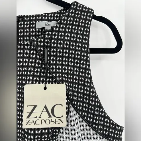 Zac Posen š NWT VOGUE Peplum Midi Dress Printed Stretch Zip Black Gray White 14