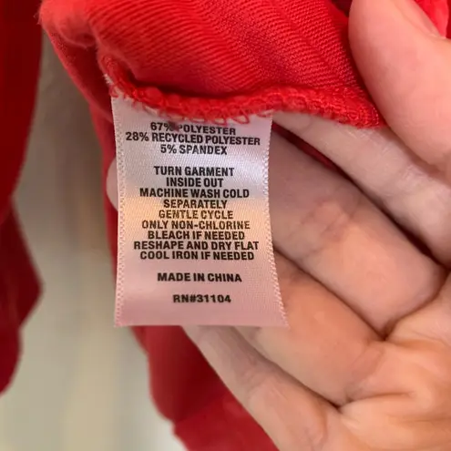 kim rogers  Red Ribbed Velour Sweatshirt High Neck Sz XL Petite