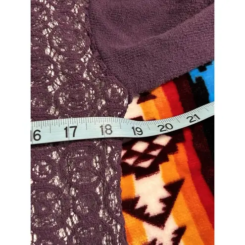 Vera Wang Simply Vera Bradley Plum Open Knit Sweater/Blouse V Neck Long Sleeve Size Large‎