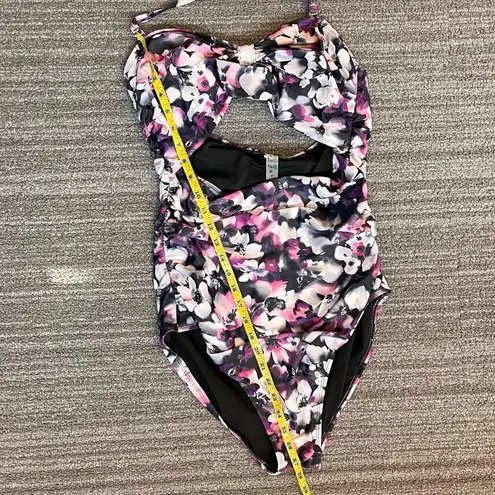 Floral Swimsuit One Piece Halter Strapless XL Purple