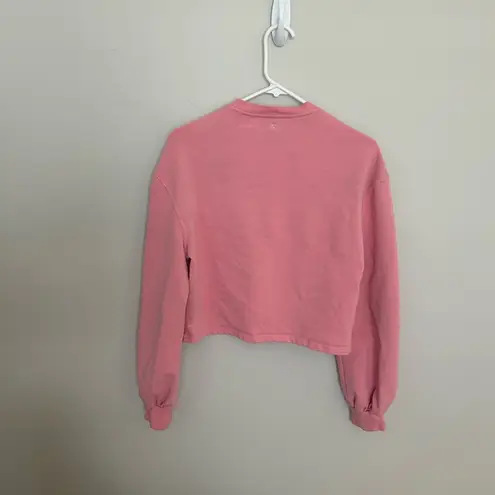 Women’s IVL COLLECTIVE Pink Cropped Sweater, Long Puff Sleeve, Size 6