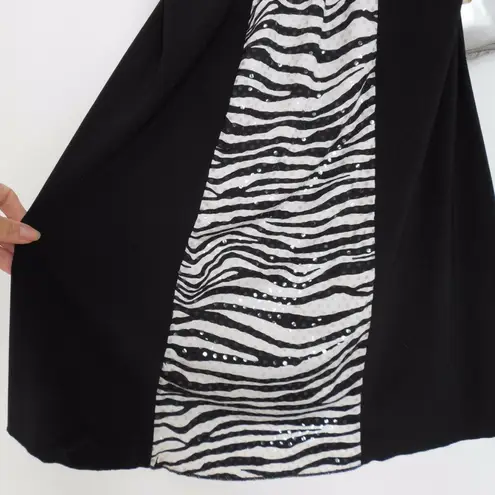 Juniors Womens Deb Zebra Print Evening/Party Sequins Dress Size Small Black