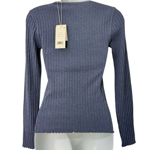 Vince  Periwinkle Blue Rib Knit Henley Long Sleeve Button Front Tee sz XS NEW Tag