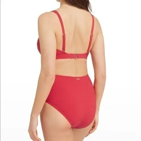 Sea Level Essentials Mid Rise Bikini Bottom Red Size 6 US NWT