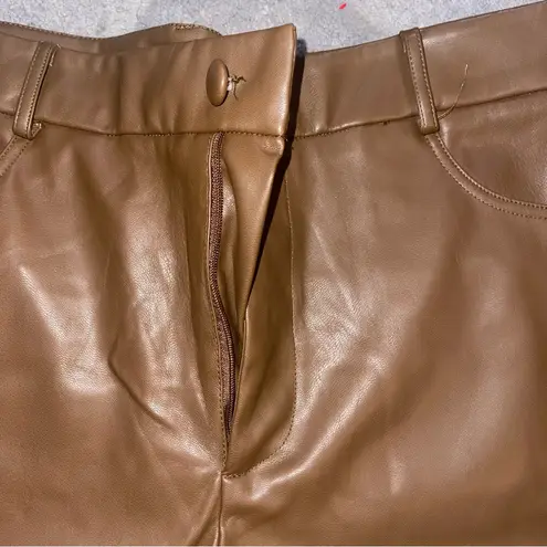 SheIn  petite brown leather straight leg pants
