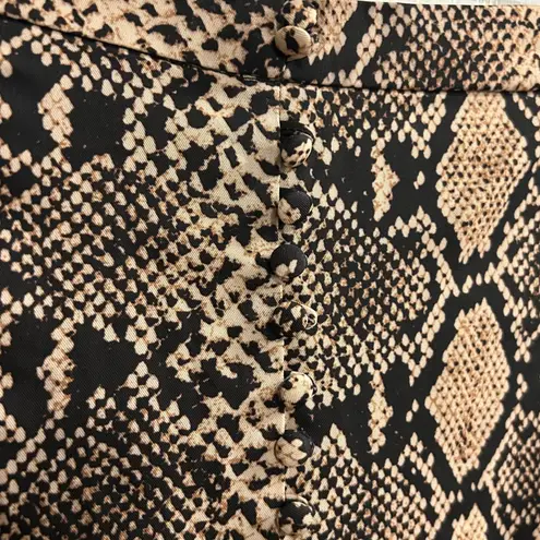 CHELSEA & THEODORE Women's Snake Print Midi Skirt Size 8 Button Front Brown