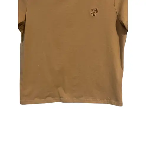 Dazy T Shirt Womens L Brown Cropped Short Sleeve Tee Pullover Top Heart Logo NWT Size L