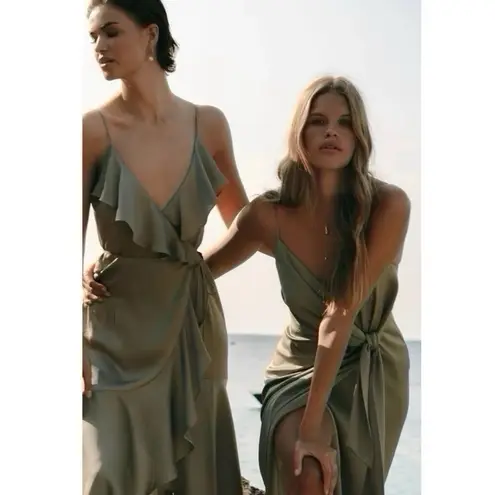 Shona joy Luxe Bias Frill Wrap Dress Eucalyptus Sleeveless