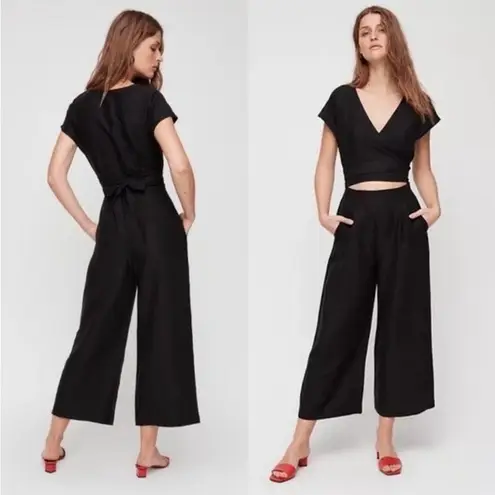 Wilfred NWT Aritzia  Black Linen Blend Brax Jumpsuit Size 0