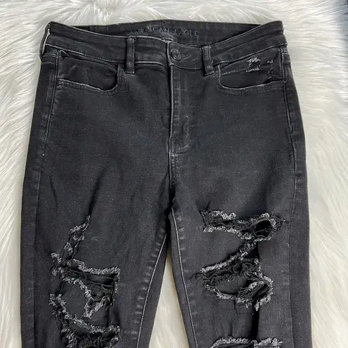 American Eagle  Black Distressed Hi Rise Jeggings