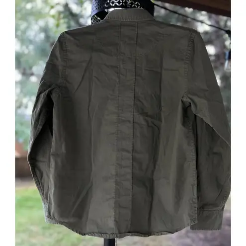 Ralph Lauren Woman P/S Safari Shirt 100% Cotton Button Down Beige Khaki Pockets Brown