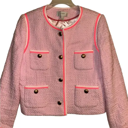 J.Crew  Pink Tweed Collarless Blazer(Size 8)