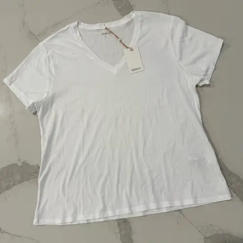 Quince NWT Cotton Modal V-Neck Tee Basic T-Shirt Womens XL White Minimalist Soft