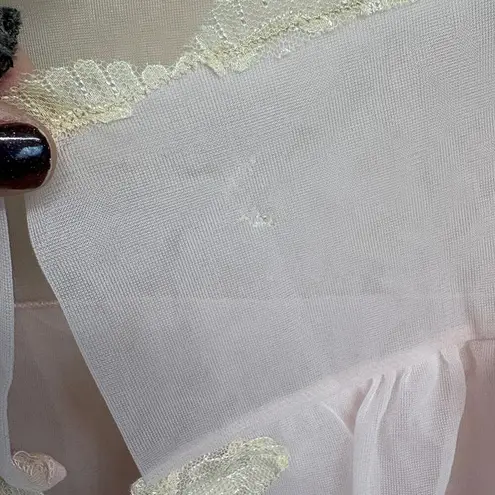 NWT Karmeta Vintage Pink Sheer Nylon Bed Jacket Capelet Slip Nightgown Size L Size L