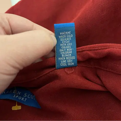 Karen Scott Vtg 90s Y2K Brushed Microfiber Snap Button Shirt Western Wine Red M