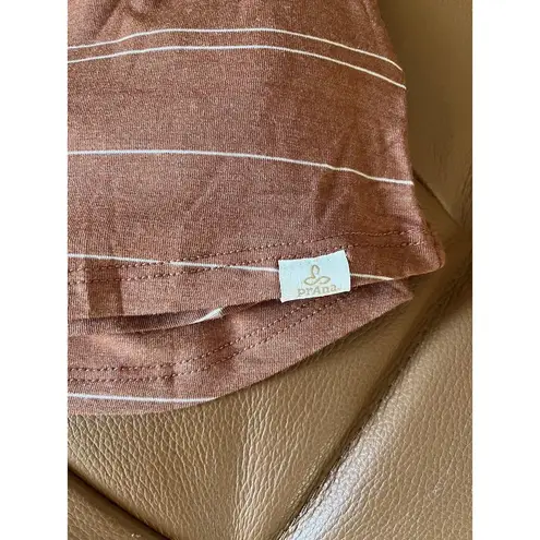 prAna NWT Foundation Scoop Neck Copper Brown Stripe Tencel Tank Top Small