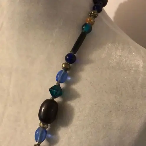 20 Inch Artsy Wrap Necklace With Large Bea… Blue