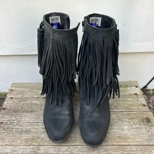 Ralph Lauren Denim&Supply Mina black Leather Fringe Tassel boots 11B Size 11