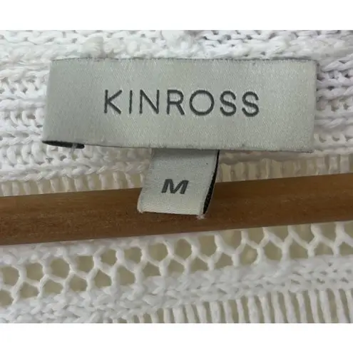 Kinross White Open Knit 100% Cotton Cardigan M Resort Coastal Lightweight Layer Size M