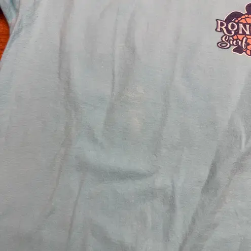 Ron Jon Surf Shop Turtle Graphic Long Sleeve T Shirt Aqua Beach Vacation Blue Size M