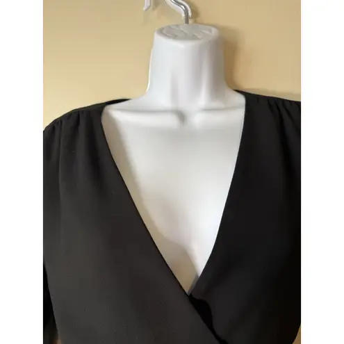 J Crew Wrap Dress Womens 00 Black Crepe Career Classic Wardrobe Staple Cocktail