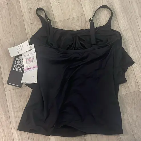Coco reef NWT Black Fitted tiered tankini swim top 32DD