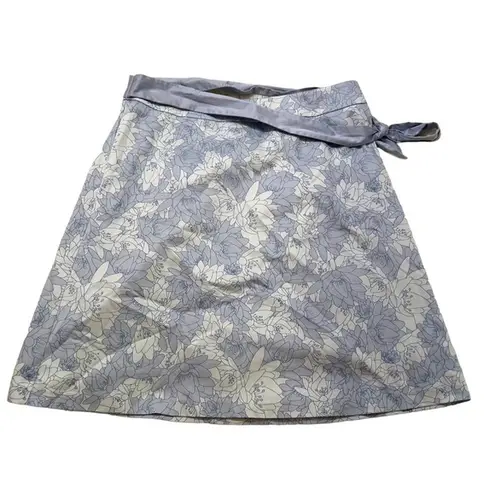 Apostrophe Sateen A-Line Skirt Blue Fog Floral