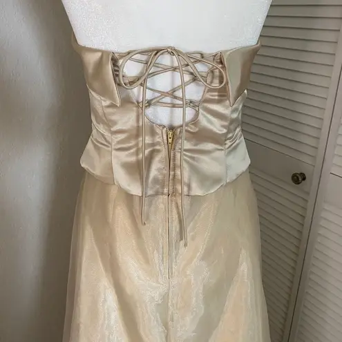 Cinderella Vintage gold cream beaded fairycore  prom formal dress