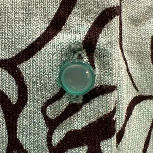 Jones New York  Signature Silk Blend Cardigan Teal Rose Floral Button Up Size XL