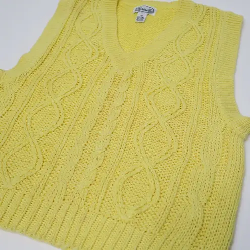 Vintage 70s Parrinello Yellow Cable Knit Sweater Vest Size M