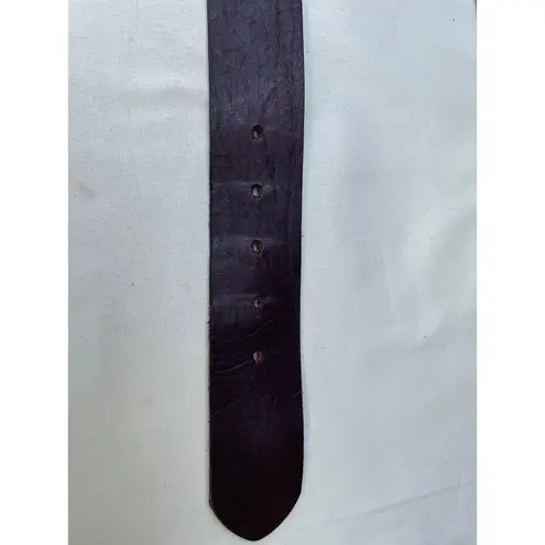 Vintage Women's Genuine Leather Brown Belt Square Gold Buckle SKU 5559