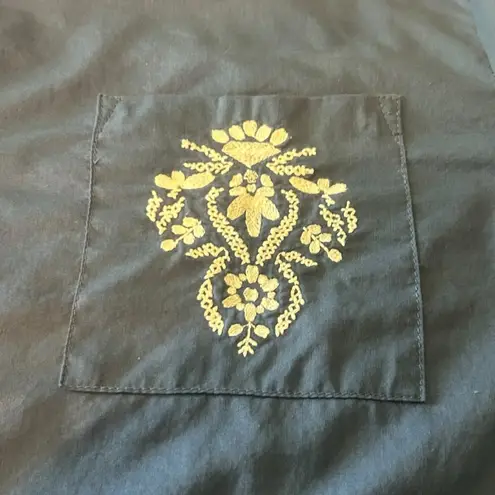 Rebecca Malone Blue Embellished Button-Up Shirt 3/4 Sleeve Casual Top