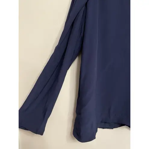 C/MEO COLLECTIVE Cold Shoulder Top Women Large Navy Blue Lined Blouse Anthro