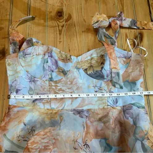 NWT Lulus Playfully Posh Blue Floral Organza Tie