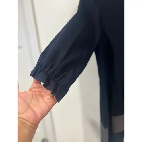 Korean Fashion DoDry Linen Semi Formal Dress Medium Navy Blue Business Casual