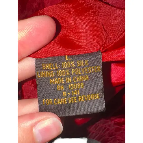 Vintage 90s Silk Red Bomber Jacket Women’s Large by Bold Spirit