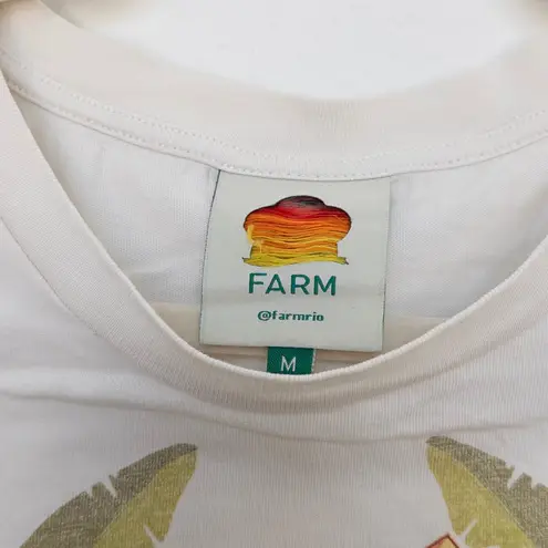 Farm Rio Womens T-Shirt Size M Cream Amazonia Graphic Parrots Tropical Resort