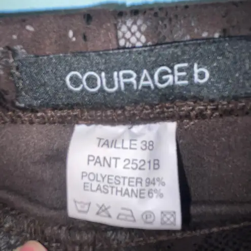 Courage B Snake Pants Brown Size 38 EU Large 8/10 US Faux Python Leggings