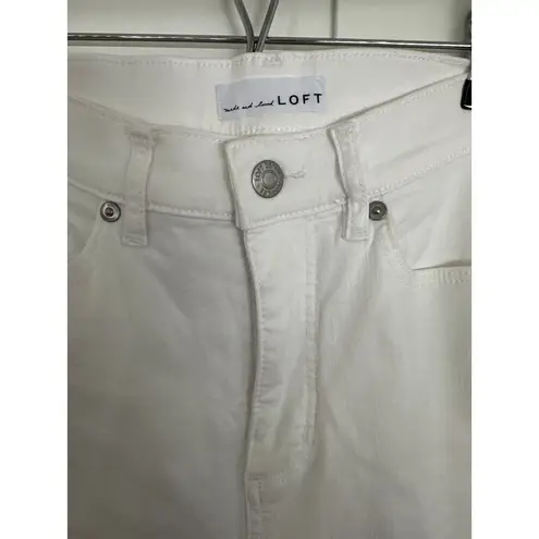 Ann Taylor Loft The Skinny Raw Hem White Jeans, 26/2 NWOT